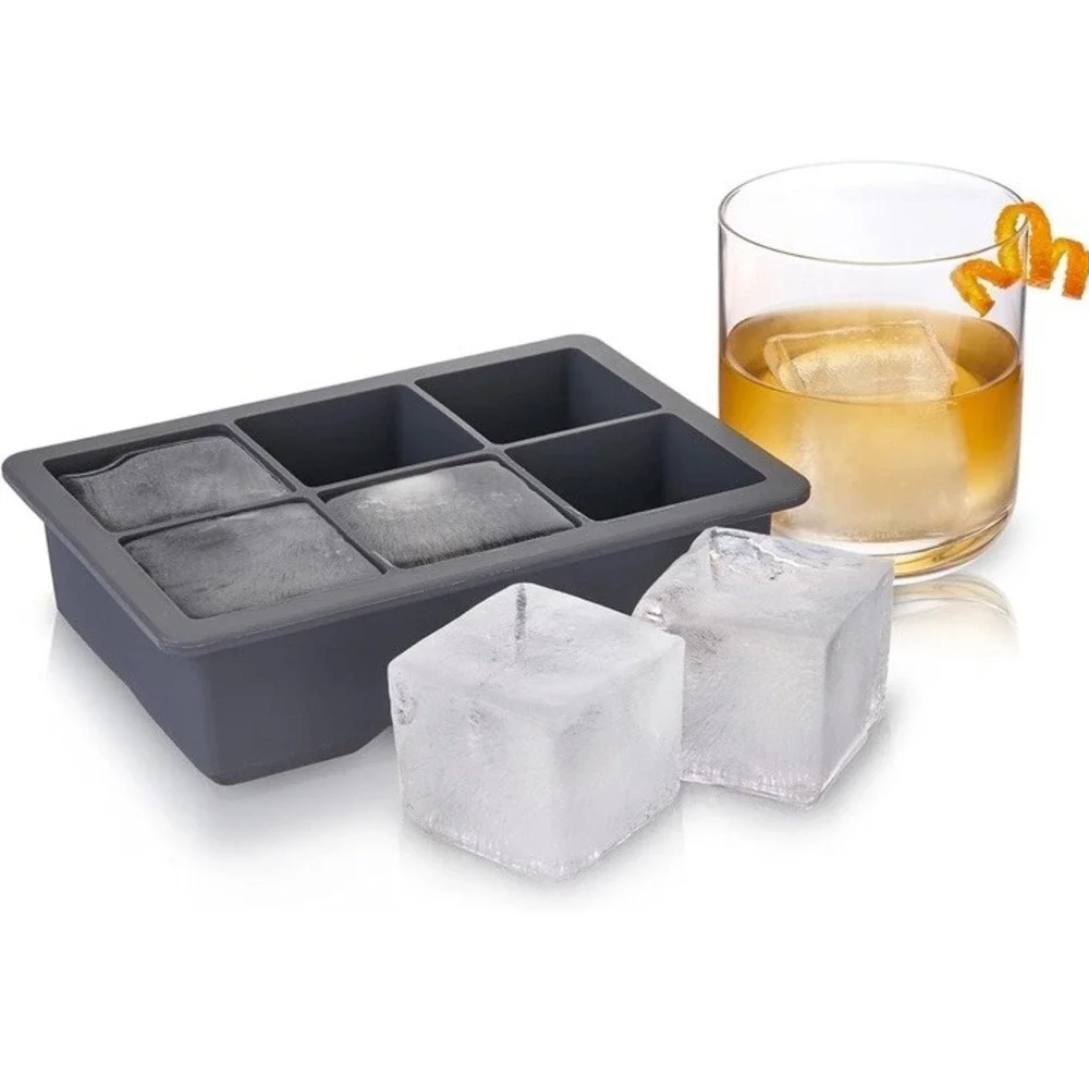 Viski Whiskey Ice Cube Tray with Lid, Large Makes Six 2-Inch Ice‎ Molds, NIB
